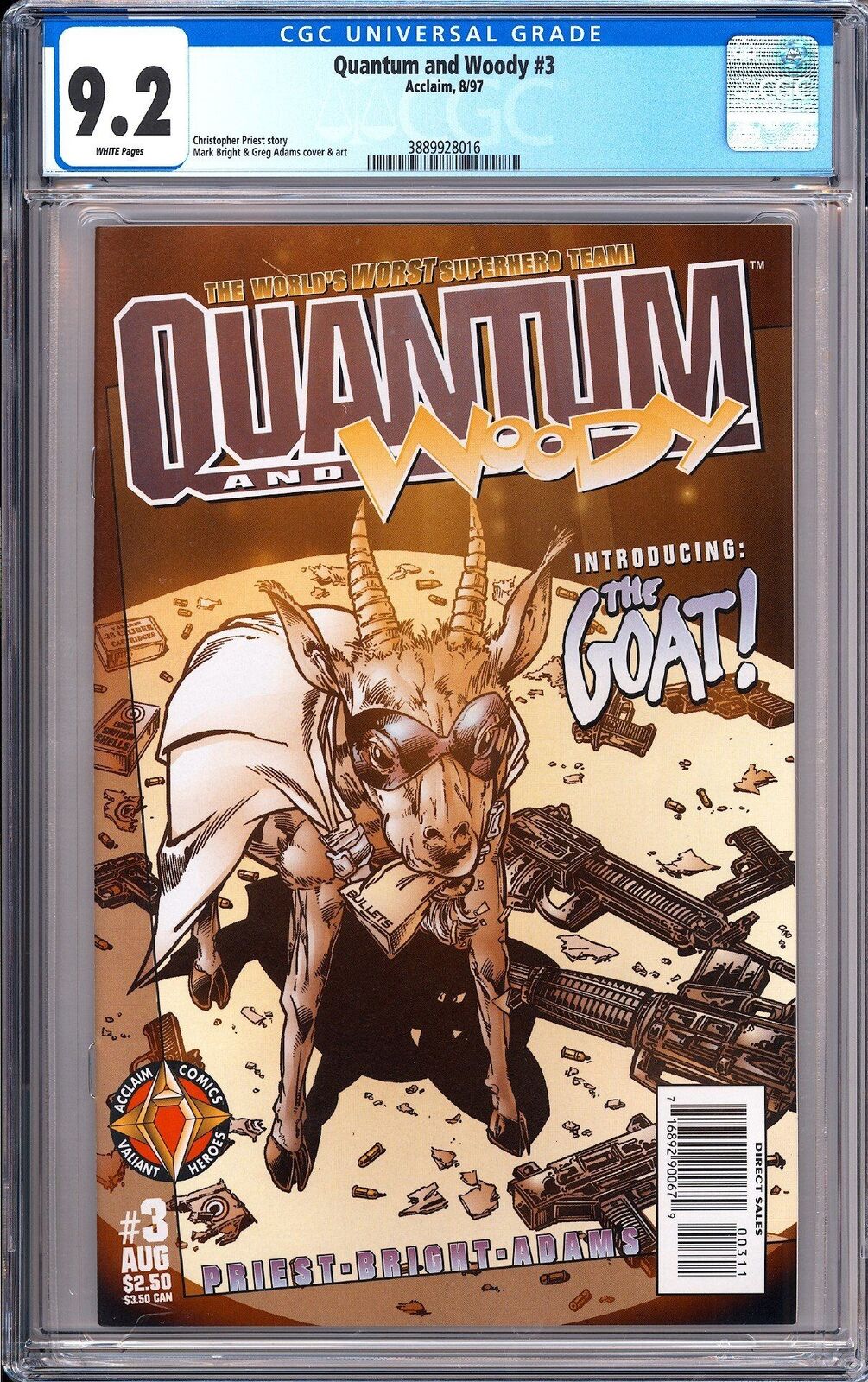 Quantum & Woody 3 CGC 9.2 1997 3889928016 1st App. of the Goat Acclaim