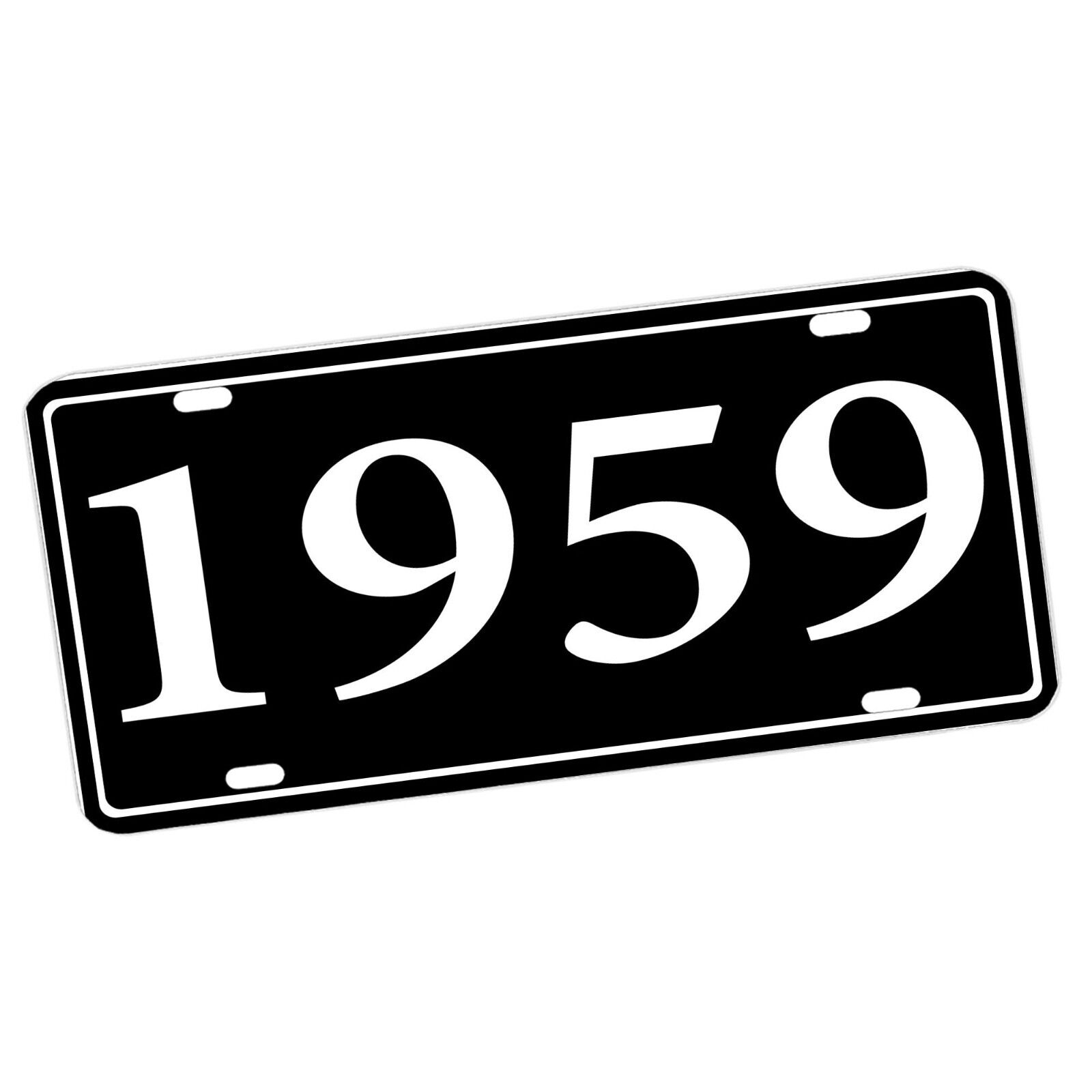 1959 through 2024 Years on a Black & Silver Aluminum Novelty License Plate