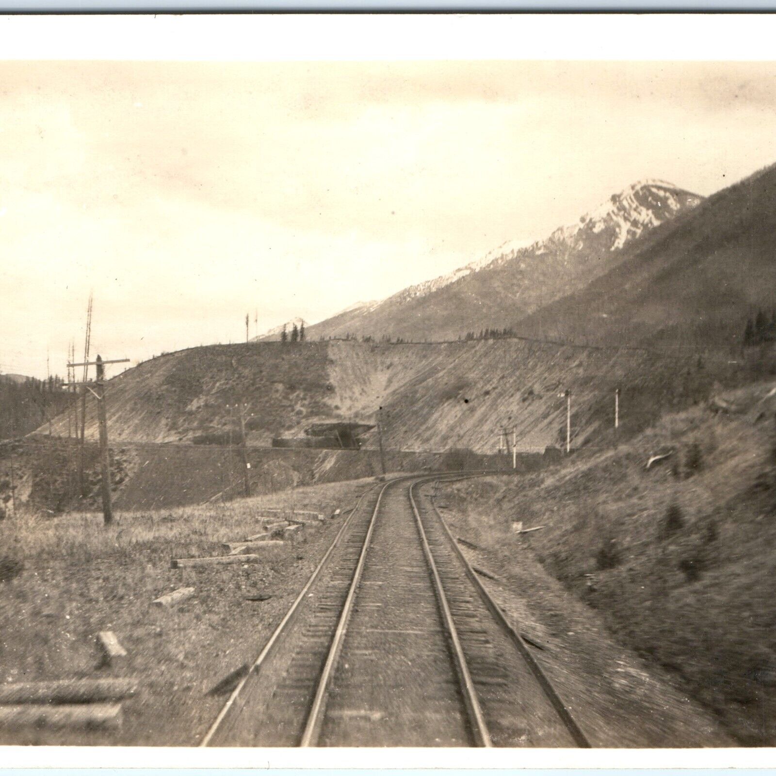 c1920s Unknown Mountain Railway RPPC Track Construction Real Photo Postcard A95