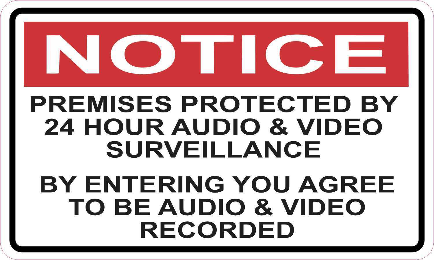 5in x 3in Premises Protected by 24 Hour Surveillance Magnet Magnetic Sign
