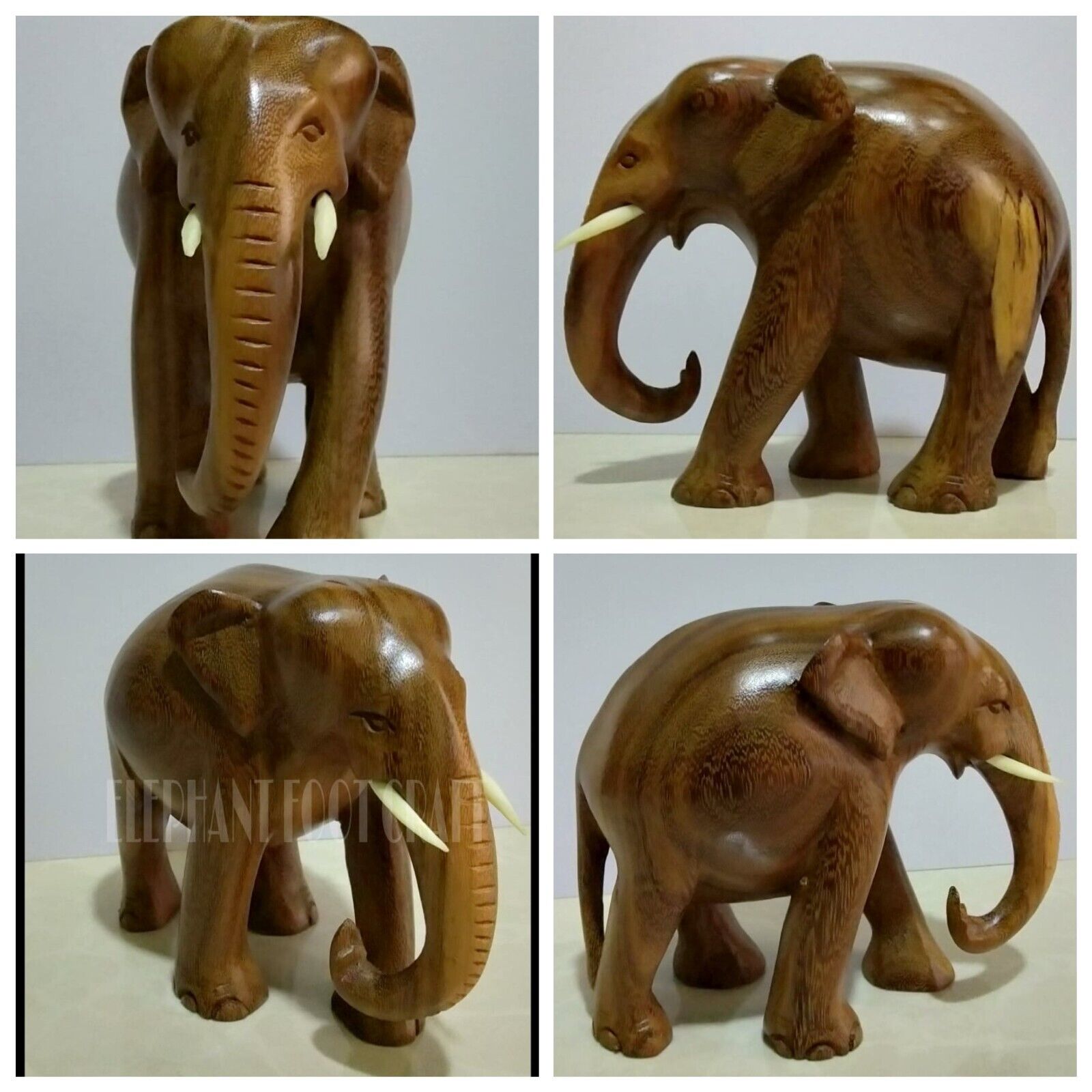 Wood Elephant Sculpture Hand Carved Wooden Figurine Elephant Made By Nedun Wood