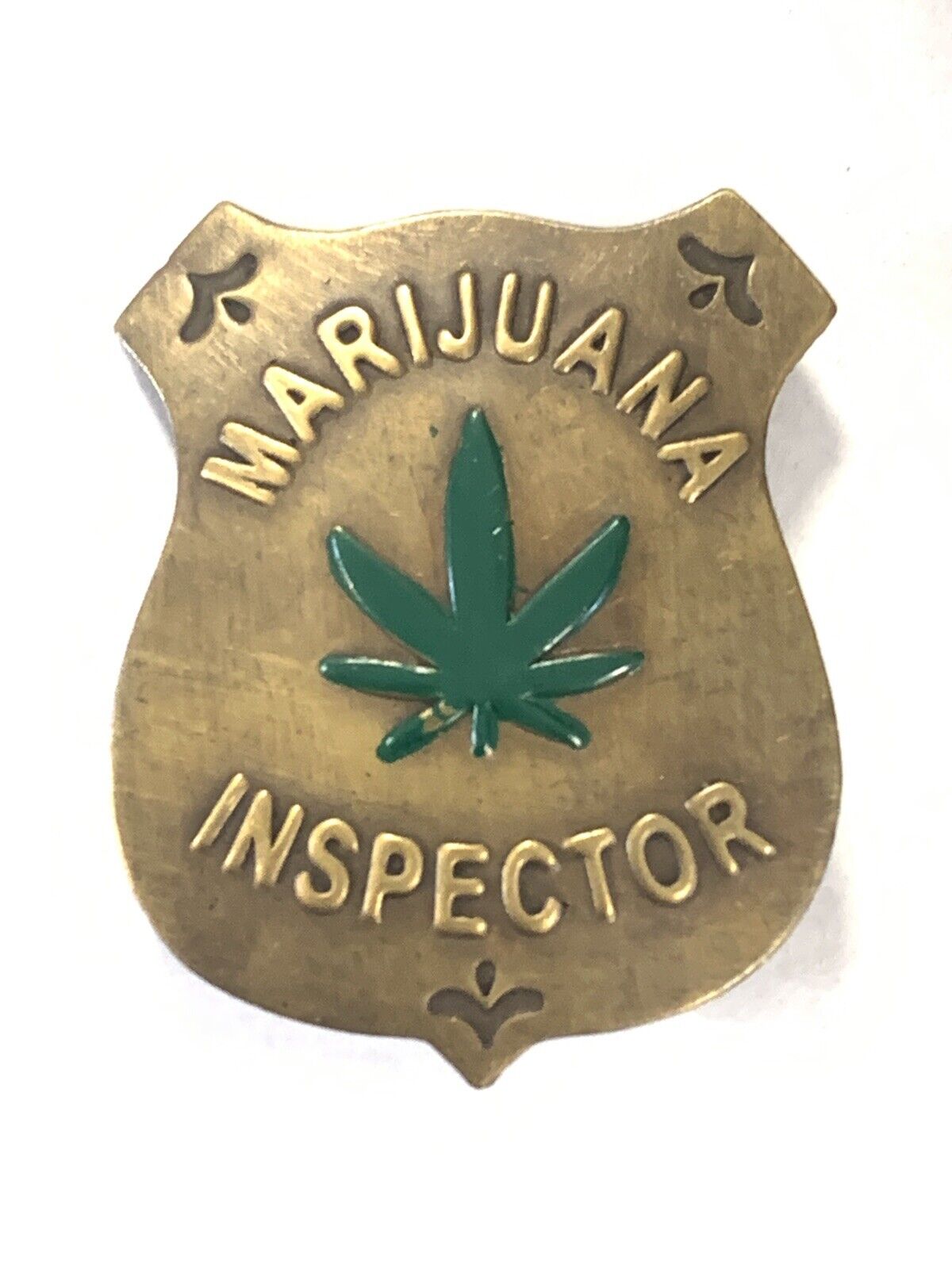 Marijuana Inspector Weed Cigarettes Brass w/Antique Finish Badge SAME DAY SHIP