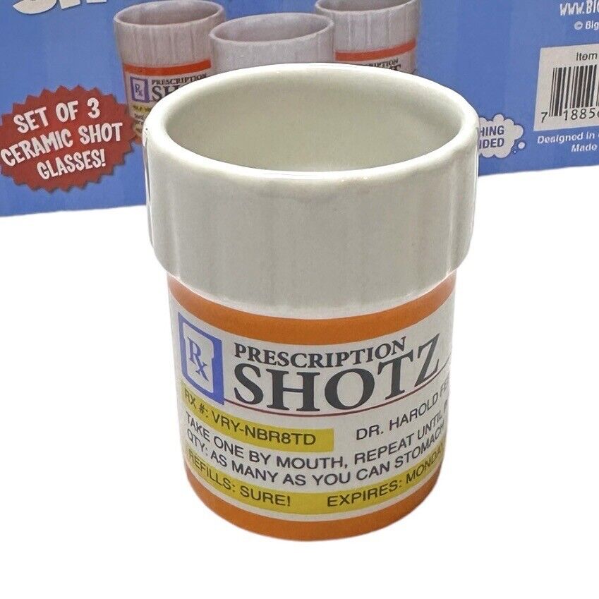 Prescription / RX Shots: 3 Pack Shot Ceramic Set New in Box ~ Bar or Gag Gift