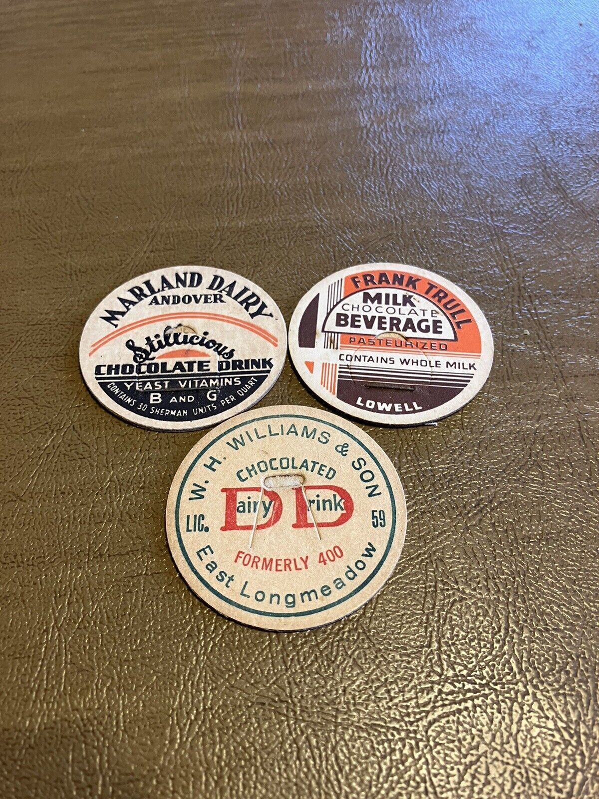 Lot of 3 Massachusetts Milk Caps