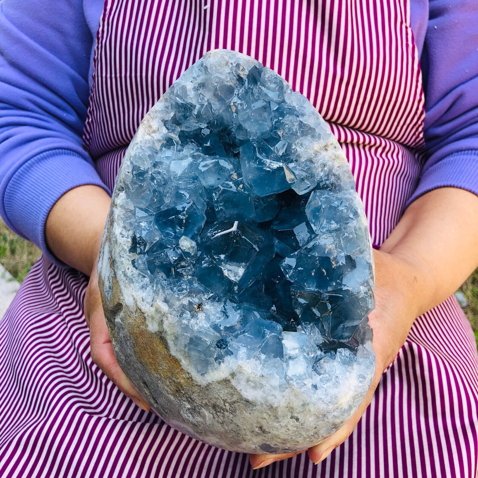 10.8LB Natural Beautiful Blue Celestite Crystal Geode Cave Mineral SpecimenHH628