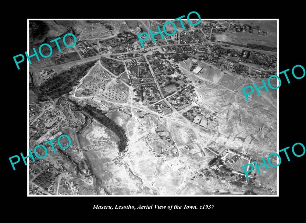 OLD LARGE HISTORIC PHOTO MASERU LESOTHO, AERIAL VIEW OF TOWN c1937
