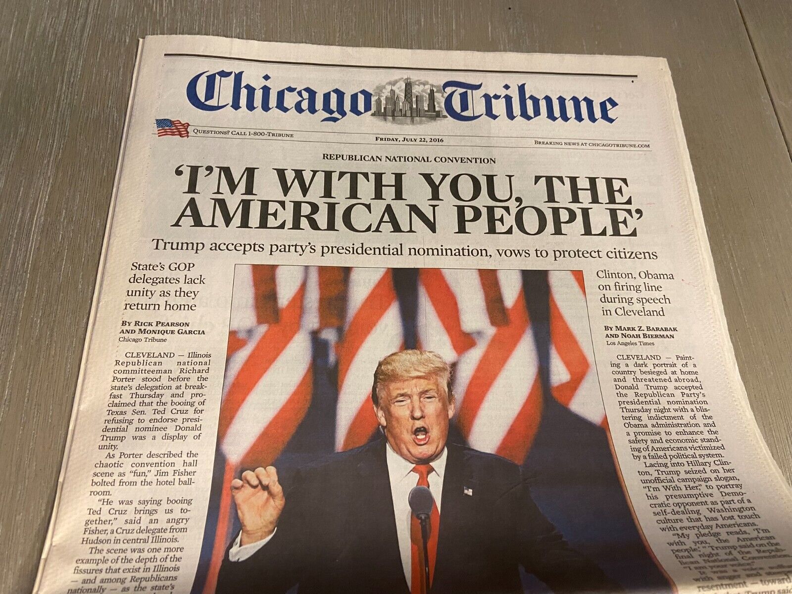 Chicago Tribune 4/22/16 - Trump Accepts Nomination - \
