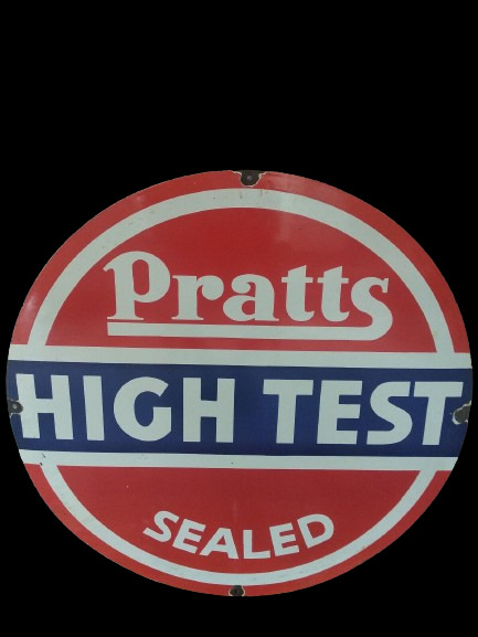 PORCELIAN HIGH TEST PRATTS ENAMEL SIGN SIZE 30X30 INCHES DOUBLE SIDED