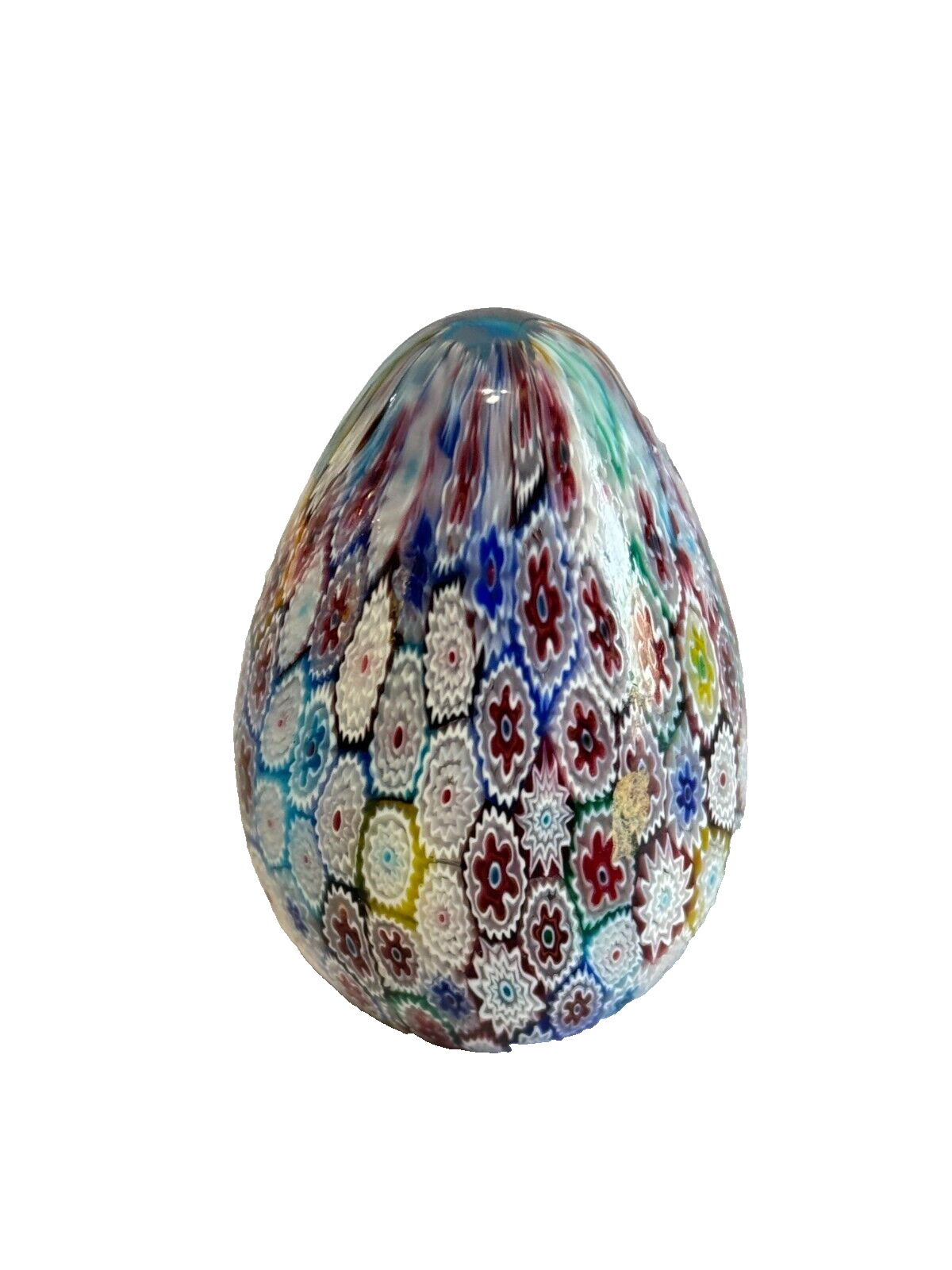 Vintage Millefiori Venetian Italian Art Glass Egg Paperweight Murano 2 1/2