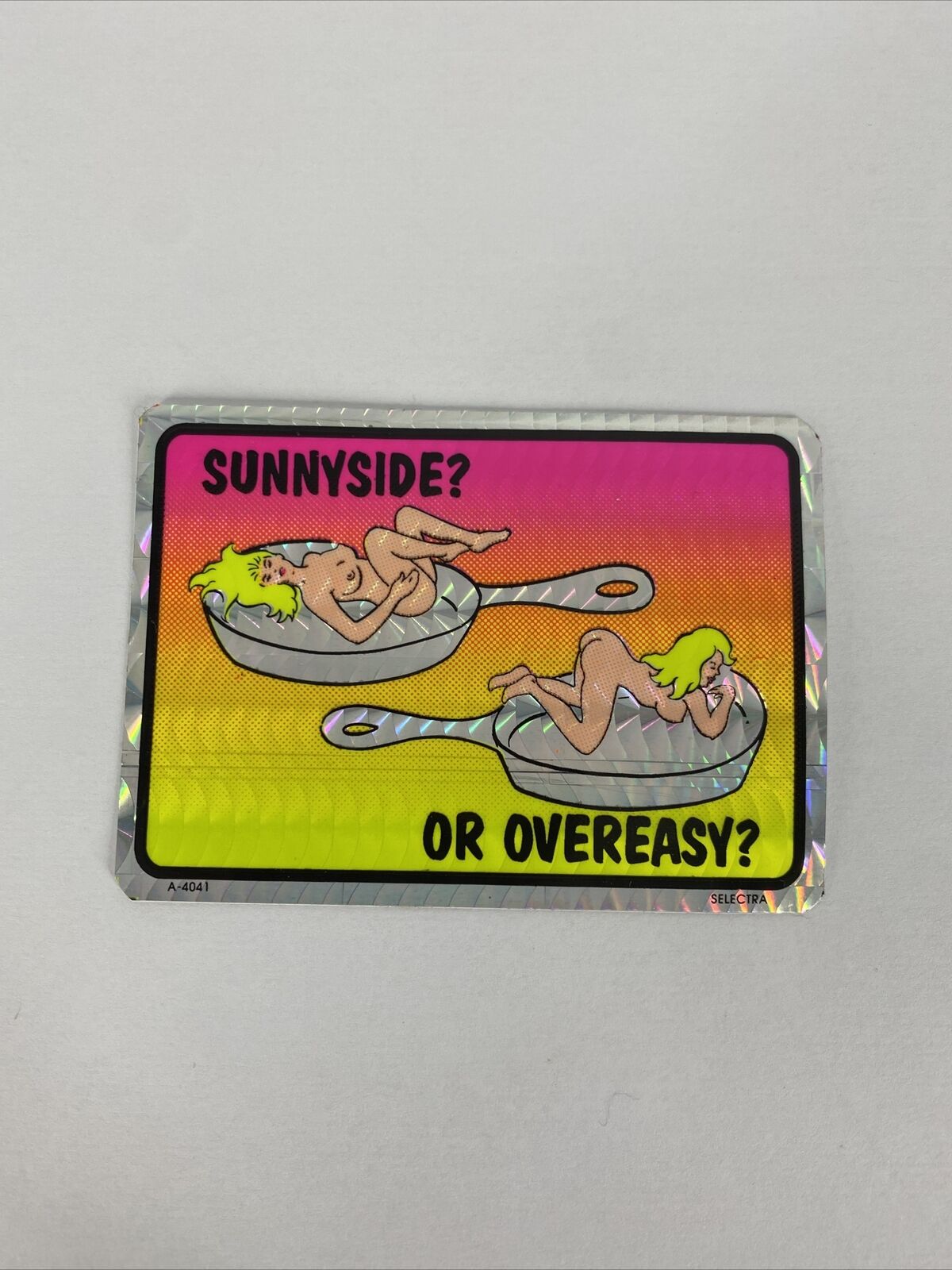 Adult Humor RARE Vintage Sunnyside? Or Overeasy? Prism Vending Machine Sticker