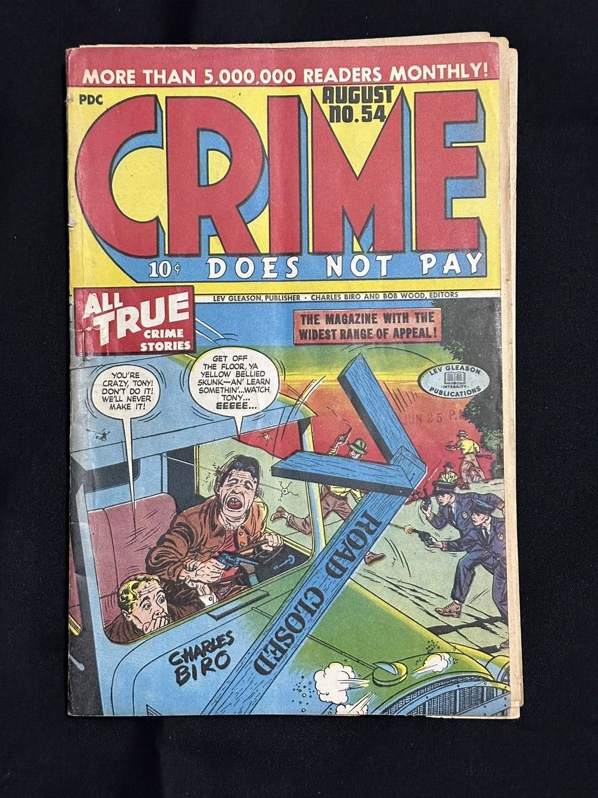 Crime Does Not Pay #54 - 1947 - Lev Gleason - Bullet thru head issue