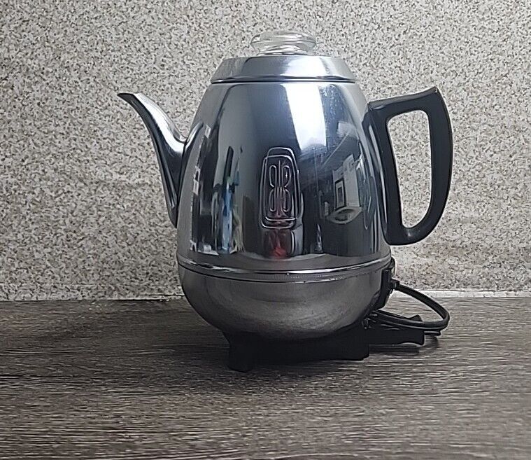 Vintage General Electric Percolator P410A Chrome Coffee Maker GE Midcentury Work