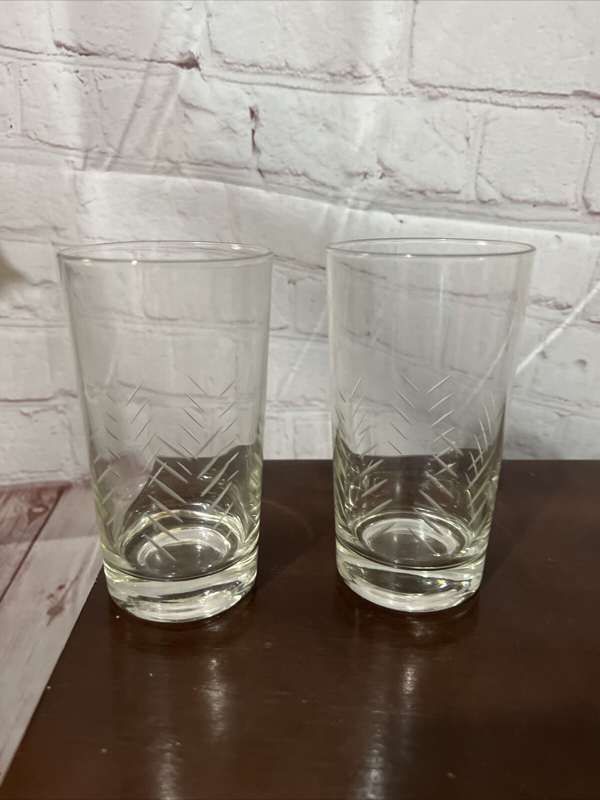 Javits Rain Pattern 1950's Cut Glass-Juice/Water Glasses- (pair) 2