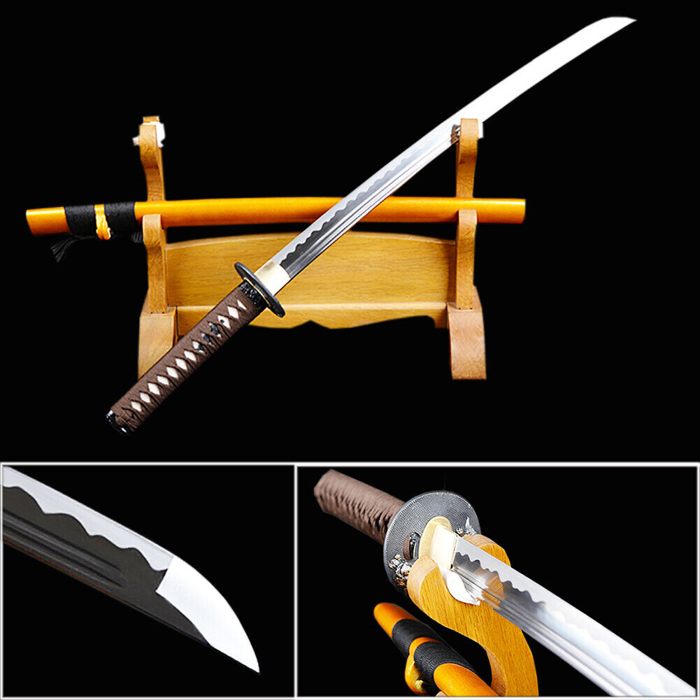 Water To Quench Carbon Steel Japanese Wakizashi Samurai Sword Double Bo-hi Blade