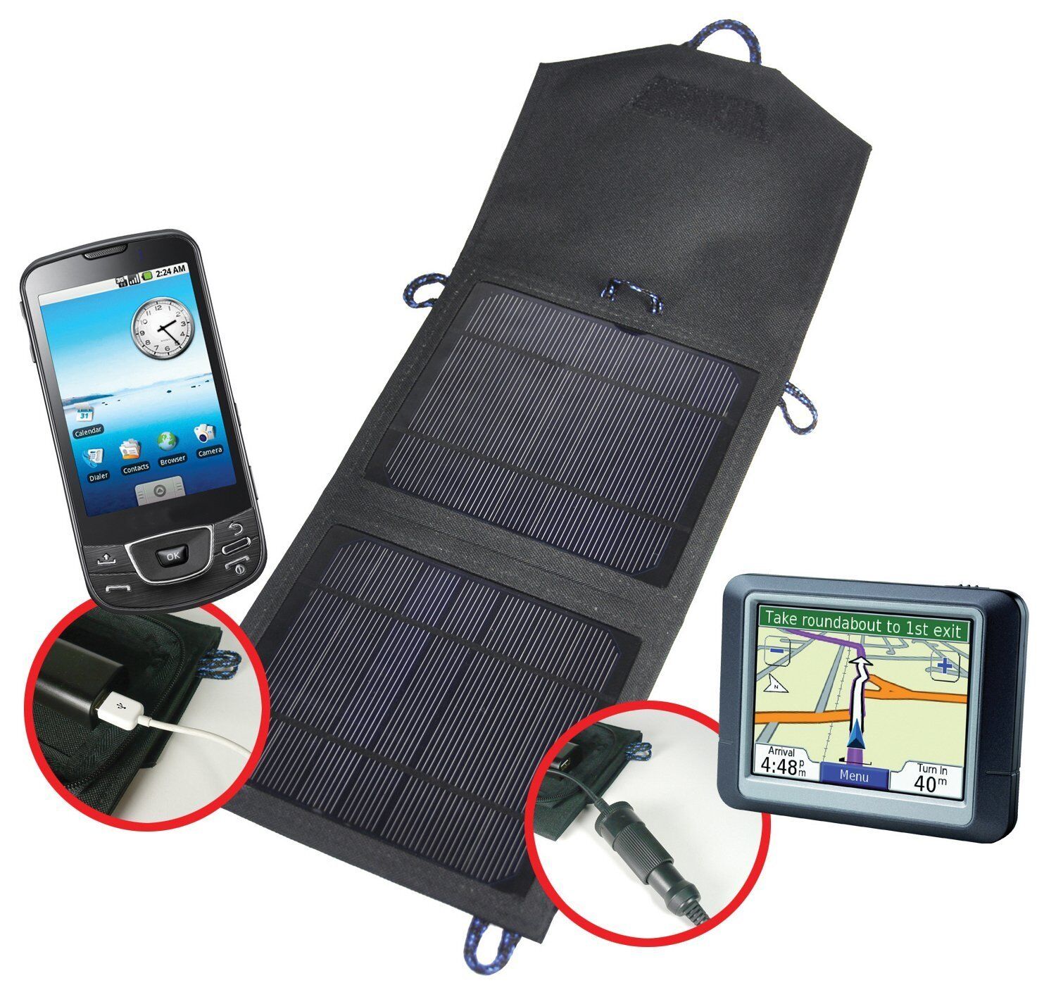 7.5 Watt 12V Portable Solar Panel Laptop Cell Phone With USB and Lighter Plug 
