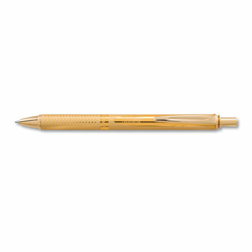 Pentel Energel Alloy Retractable Gel Pen Medium 0.7Mm Black Ink Gold Barrel