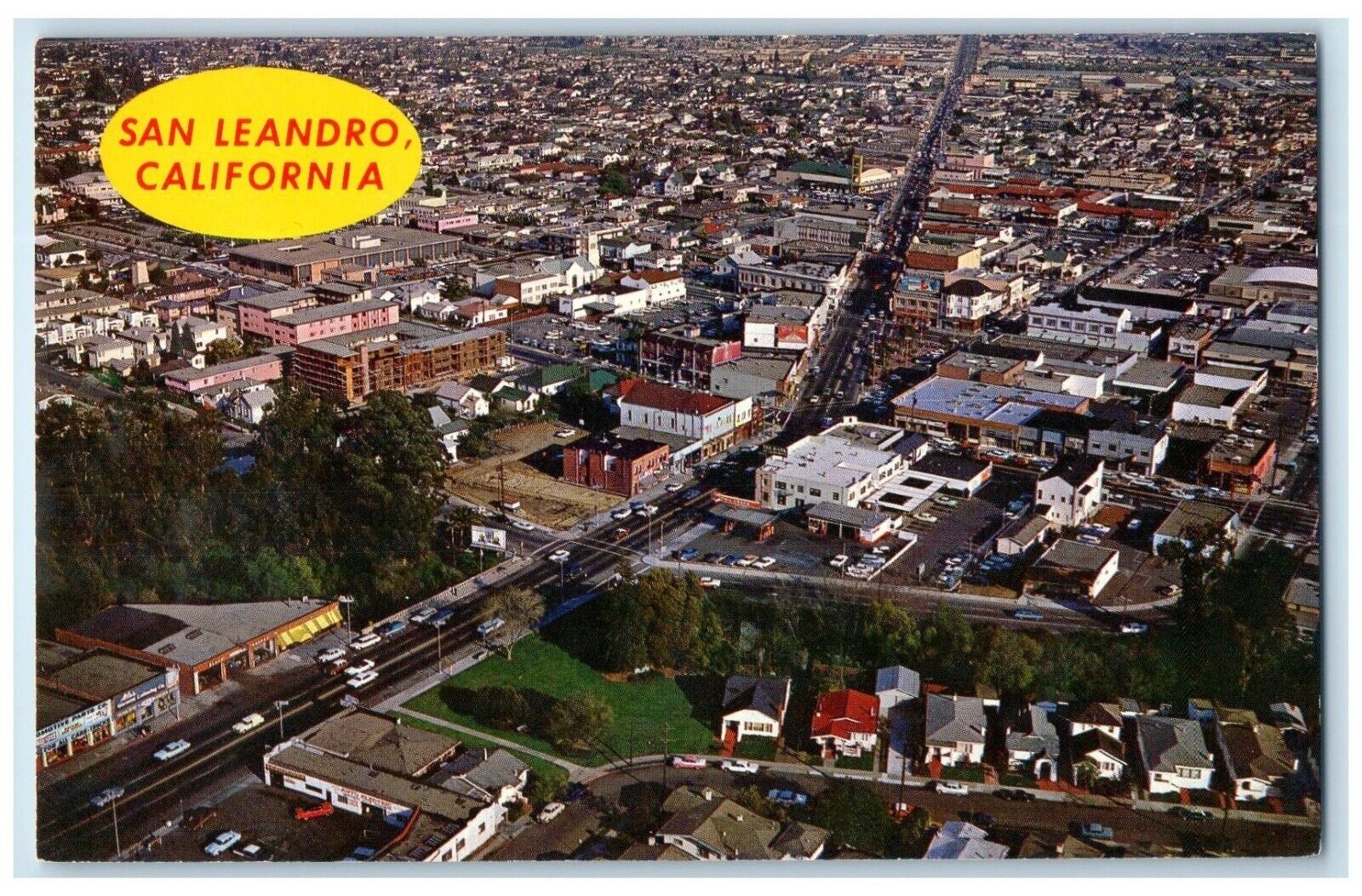1960 Excellent Aerial View East Bay City San Leandro California Vintage Postcard