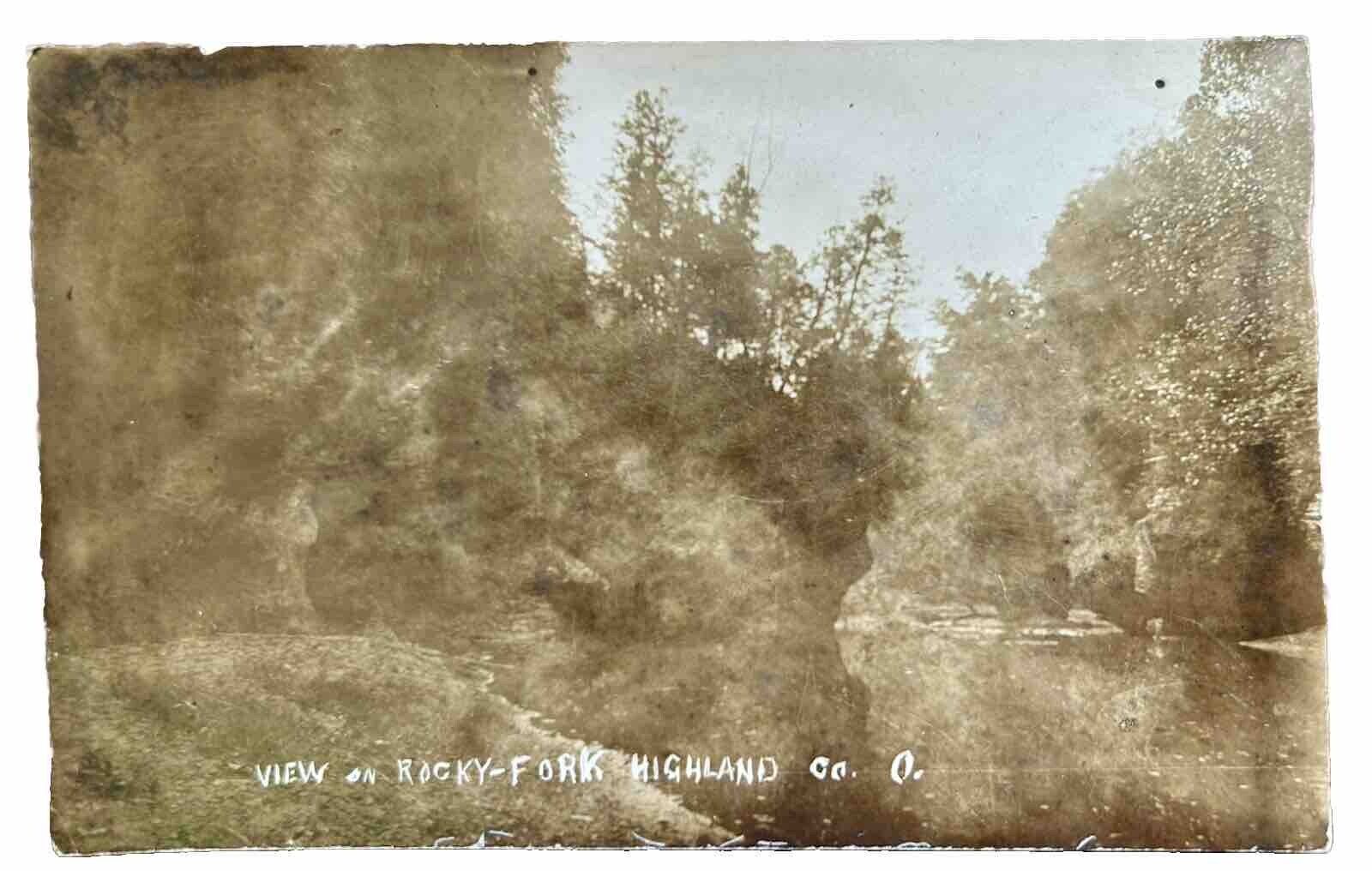 Rocky Fork State Park Real Photo Postcard. RPPC. Highland County Ohio. 1908