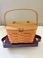 Longerberger Purse Small Picnic Basket 1989 Leather Hinge 10 x 6 x 6 Toggle picture