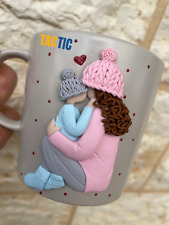 Personalized Coffee Mug New Baby Boy Gender Reveal Gift Handmade Polymer Clay picture