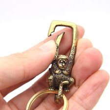 Pure Brass Monkey Keychain Antique Craft Lobster Clasps Keyring Key Holder Gift picture