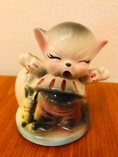 Vintage Crying Cat Kitten Kitty Pottery Planter, Anthropomorphic, Succulent picture