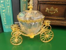 Vintage FRANKLIN MINT 24K Gold Plated CINDERELLA CARRIAGE Crystal Trinket Box picture