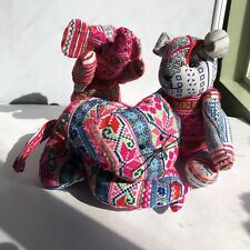 Vintage Hand Crafted Asian Traditional Fabric  Stuffed Plush Elephant/Bear/Cat picture
