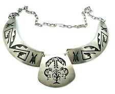 Vintage Signed 925 Sterling Silver Overlay Tribal Collar Necklace picture