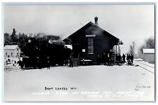 Omaha Depot Train Station Draper Wisconsin WI RPPC Photo Vintage Postcard picture