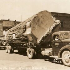 1940s Snohomish WA Street View RPPC Fir Tree Logging Trucks Coca-Cola Drug Store picture