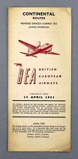 BEA BRITISH EUROPEAN AIRWAYS ADVANCE TIMETABLE CONTINENTAL ROUTES APRIL 1951 picture