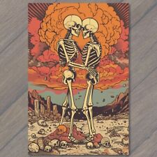 POSTCARD Skeleton Embrace Atomic Nuclear Explosion End Of The World Love Forever picture