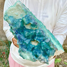 12.2LB NATURAL Green FLUORITE Quartz Crystal Cluster Mineral Specimen. picture