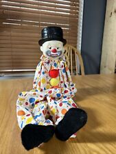Vintage Large Shelf Sitting Clown Doll Hobo Clown Fabric Body 26