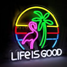 13x14Inch LIFE IS GOOD LED Neon Light Sign Bar Beer Pub Wall Decor USB Powered picture