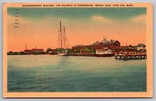 Cape Cod Massachusetts Ma Woods Hole Oceanographic Building Linen Wob  Postcard picture
