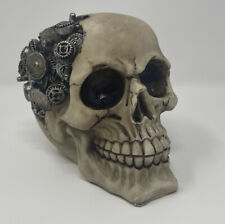 Steampunk Cyborg Protruding Gearwork Human Skull Statue picture