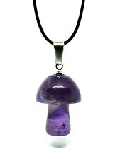 Mushroom Necklace Amethyst Pendant Crystal Natural Gemstone Spiritual Corded picture