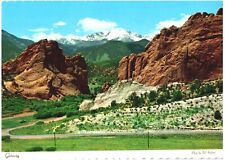 PIKE'S PEAK & GATEWAY TO GARDEN OF GODS,COLORADO.VTG COLONIAL SIZE POSTCARD*C19 picture
