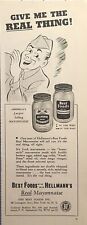 Hellmann's Best Foods Mayonnaise Homestyle Soldier Vintage Print Ad 1944 picture