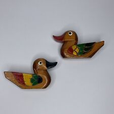 Vintage Wooden Hand Painted and carved Ducks Decor Unique Pieces picture