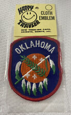 Vintage State Of OKLAHOMA Happy Traveler Cloth Sew On Emblem Patches - NIP picture