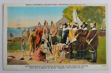 1926 Sesqui Centennial Exposition Postcard Penns Treaty Manhattan Native Pair picture