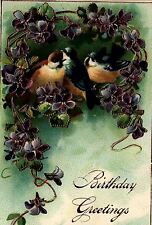 1910 BIRTHDAY GREETINGS READING PA BIRDS FLOWERS GERMAN POSTCARD 26-314 picture