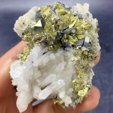 160g Natural Clear White Crystal Cluster Chalcopyrite mineral Specimen China picture