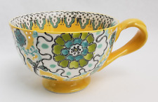 Anthropologie Elka Ayaka Floral Twisted Handle Footed Coffee Mug Cup Multi-Color picture