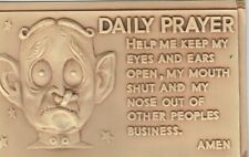 Postplax 3D Postcard Daily Prayer 1958 Eden Plastics 1958 Embossed Unused Vtg picture
