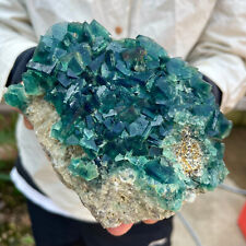 2.3lb Large NATURAL Green Cube FLUORITE Quartz Crystal Cluster Mineral Specimen picture