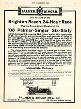 1909 Original Palmer-Singer Six-Sixty Ad. 4 Models. 24 Hr Brighton Beach Race picture